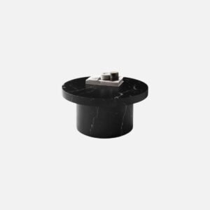 Tanush Furnitures Modern Black Round Coffee Table with Black Marbel Finish (Black) - Image 4