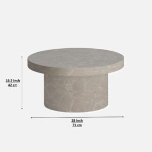 Tanush Furnitures Round Marble Finish Wooden Coffee Table for Living Room (Beige) - Image 3