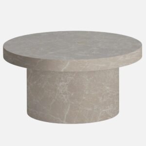 Tanush Furnitures Round Marble Finish Wooden Coffee Table for Living Room (Beige) - Image 4