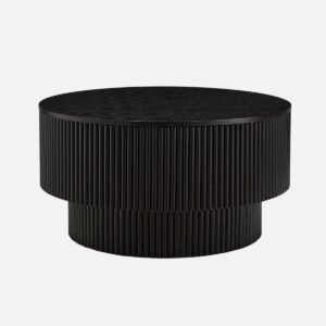 Tanush Furnitures Black Round Tiered Coffee Table with Pedastal Base (Black) - Image 4