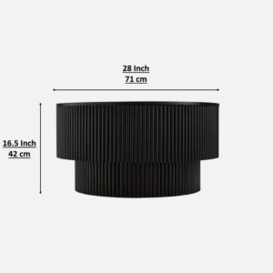 Tanush Furnitures Black Round Tiered Coffee Table with Pedastal Base (Black) - Image 3