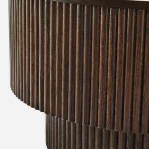 Tanush Furnitures Round Wooden Storage Coffee Table with Lift-Off Lid – Modern Fluted Design (Walnut Brown) - Image 5