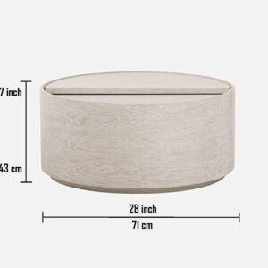 Tanush Furnitures Lunora Calm Natural Wood Coffee Table Featuring Hidden Storage (Natural Oak) - Image 3