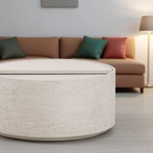 Tanush Furnitures Lunora Calm Natural Wood Coffee Table Featuring Hidden Storage (Natural Oak) - Image 8
