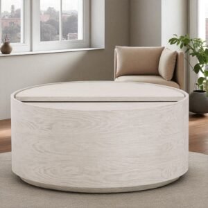 Tanush Furnitures Lunora Calm Natural Wood Coffee Table Featuring Hidden Storage (Natural Oak) - Image 5
