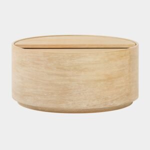 Tanush Furnitures Seren Natural Wood Coffee Table with Hidden Storage and Rounded Silhouette (Natural Oak) - Image 6