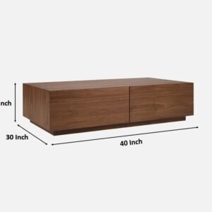 Tanush Furnitures Modern Wooden Coffee Table with Storage Drawers (Brown) - Image 3