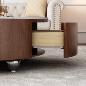 Tanush Furnitures Modern Chock Round Coffee Table with Storage (Brown) - Image 4