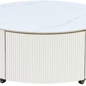 Tanush Furnitures Modern Rio Luxe Round Coffee Table with Storage (White) - Image 4