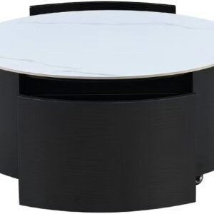 Tanush Furnitures Reem Round Coffee Table with 2 Hidden Drawers (Black) - Image 6