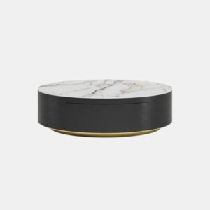 TANUSH FURNITURES Modern Rio Dark Wood Coffee Table with Storage ( 2 Drawers ) (Black) - Image 2