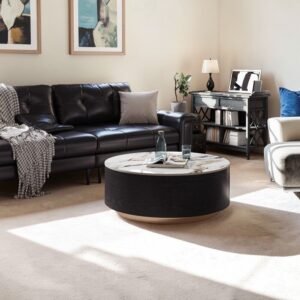TANUSH FURNITURES Modern Rio Dark Wood Coffee Table with Storage ( 2 Drawers ) (Black) - Image 8