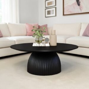 Tanush Furnitures Nero Fluted Pedestal Coffee Table (Black) - Image 6