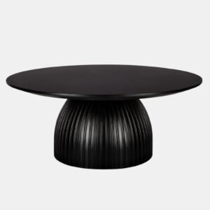 Tanush Furnitures Nero Fluted Pedestal Coffee Table (Black) - Image 2