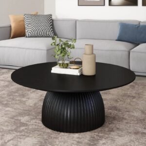 Tanush Furnitures Nero Fluted Pedestal Coffee Table (Black) - Image 8