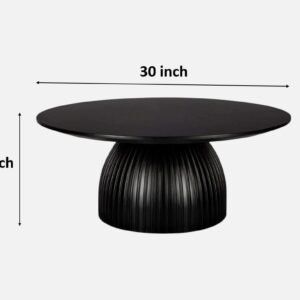 Tanush Furnitures Nero Fluted Pedestal Coffee Table (Black) - Image 3