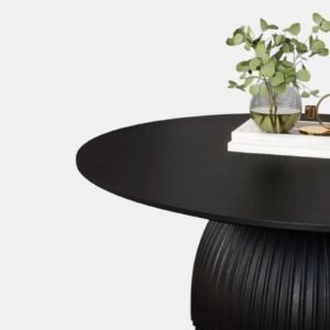 Tanush Furnitures Nero Fluted Pedestal Coffee Table (Black) - Image 4