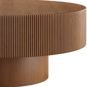 Tanush Furnitures Sculptural Fluted Coffee Table (Brown) - Image 5