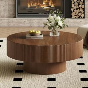 Tanush Furnitures Sculptural Fluted Coffee Table (Brown) - Image 6