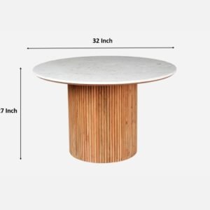 Tanush Furnitures The Tanush Linear Ribbed Solid Wood Dining Table (Brown) - Image 3