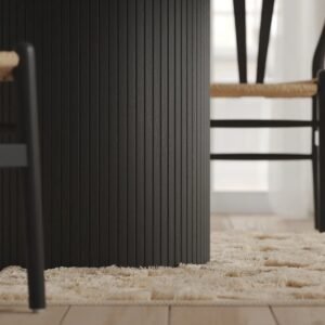 Tanush Furnitures Elysia Grove Sculpted Pedestal Round Wooden Coffee Table (Black) - Image 4