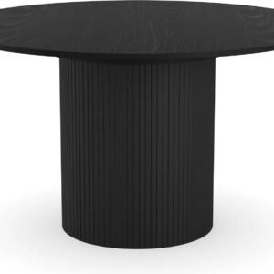 Tanush Furnitures Elysia Grove Sculpted Pedestal Round Wooden Coffee Table (Black) - Image 6