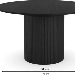Tanush Furnitures Elysia Grove Sculpted Pedestal Round Wooden Coffee Table (Black) - Image 3