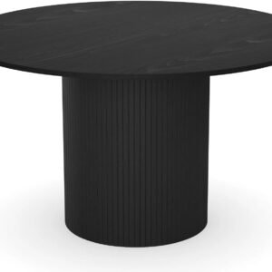 Tanush Furnitures Elysia Grove Sculpted Pedestal Round Wooden Coffee Table (Black) - Image 5