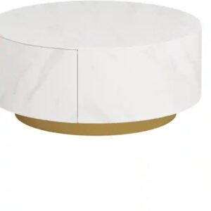 Tanush Furnitures Solen Round Coffee Table in Wood with Smooth Mica Laminate Finish (White) - Image 4