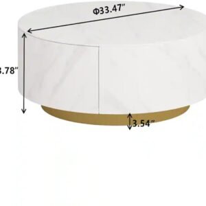 Tanush Furnitures Solen Round Coffee Table in Wood with Smooth Mica Laminate Finish (White) - Image 3