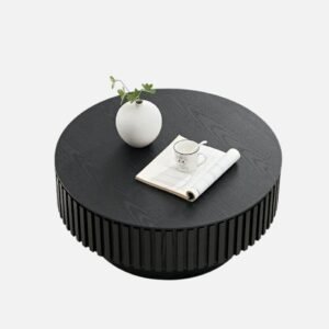 Tanush Furnitures Modern Round Coffee Table Crafted in Solid Wood with Hidden Storage (Black) - Image 5