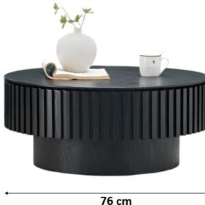 Tanush Furnitures Modern Round Coffee Table Crafted in Solid Wood with Hidden Storage (Black) - Image 3