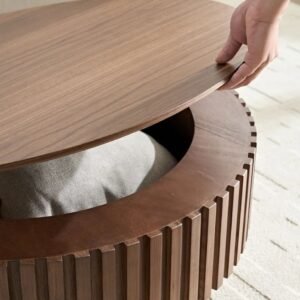 Tanush Furnitures Modern Matth Coffee Table with Hidden Storage (Brown) - Image 4