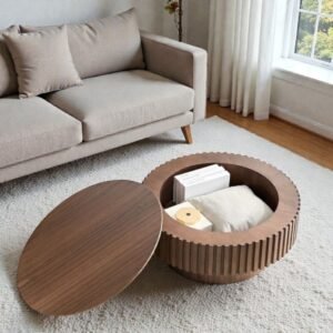 Tanush Furnitures Modern Matth Coffee Table with Hidden Storage (Brown) - Image 2