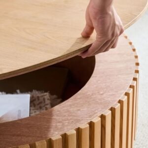 Tanush Furnitures Wooden Coffee Table with Hidden Interior (Natural Oak) - Image 5