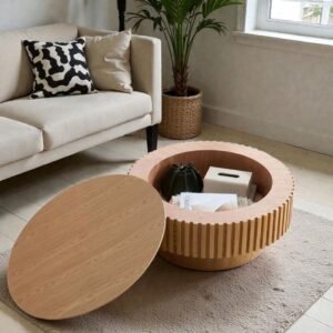 Tanush Furnitures Wooden Coffee Table with Hidden Interior (Natural Oak) - Image 1