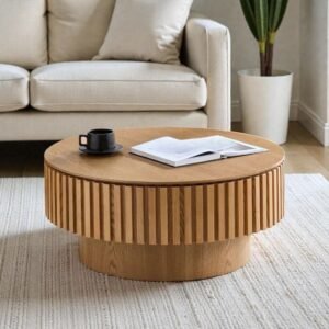 Tanush Furnitures Wooden Coffee Table with Hidden Interior (Natural Oak) - Image 2