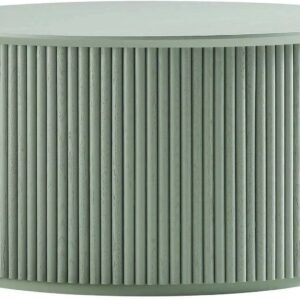 Tanush Furnitures Silven Grove Fluted Round Wooden Coffee Table with Hidden Storage Compartment (Green) - Image 4