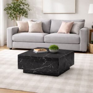Tanush Furnitures The Obsidian Monolith Pedestal Table with hidden sotorage (Black) - Image 2