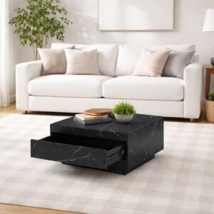 Tanush Furnitures The Obsidian Monolith Pedestal Table with hidden sotorage (Black) - Image 1