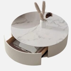 Tanush Furnitures Round Coffee Table - CTB82 (Warm Ivory) - Image 2