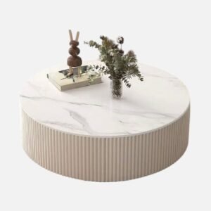 Tanush Furnitures Round Coffee Table - CTB82 (Warm Ivory) - Image 4