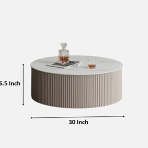 Tanush Furnitures Round Coffee Table - CTB82 (Warm Ivory) - Image 3
