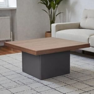 Tanush Furnitures Rima Modern Wood Center Table with Matte Wood Finish Mica Laminate Top (Brown and Black) - Image 1