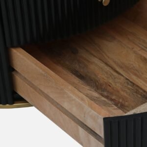 Tanush Furnitures Stillwood Luxe Noir Round Wooden Coffee Table with Dual Drawers (Black) - Image 7