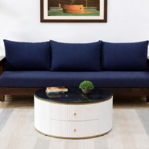 Tanush Furnitures Modern Coffee Table with Smooth Wooden Top and Minimalist Storage Drawers (White) - Image 8