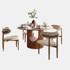 Tanush Furnitures Modern Glona Fluted Oval Coffee Table with Storage (Brown) - Image 2