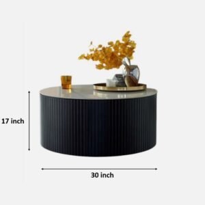 Tanush Furnitures Modern Round Coffee Table with Storage Shelf (Black) - Image 3