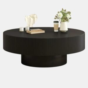 Tanush Furnitures Artisan Fluted Pedestal Coffee Table (Black) - Image 2