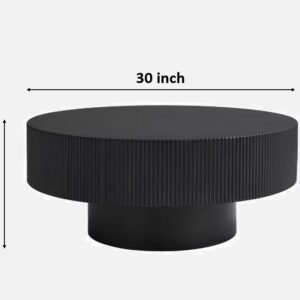 Tanush Furnitures Artisan Fluted Pedestal Coffee Table (Black) - Image 3
